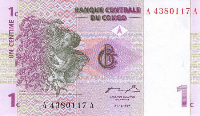 Kongo p.80 1 Centime  1997